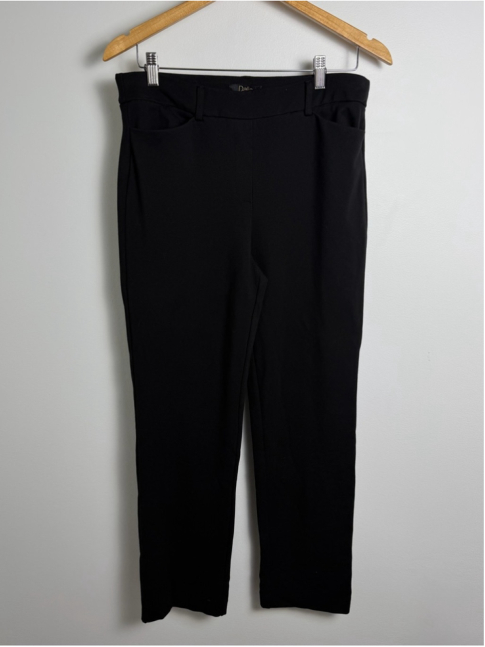 Dalia Black Stretch Ankle Pants Size 10 Pull On Trousers